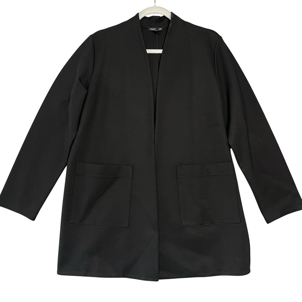 Eileen Fisher MSRP $298 Washable Flex Ponte Cardigan Jacket | Black size M - Picture 2 of 9